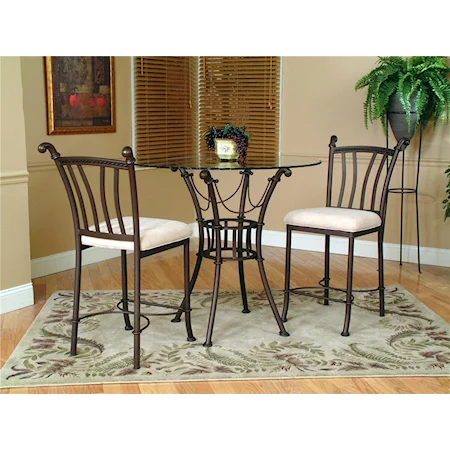 36" Round Table with One 24 Inch Counter Stool and One 30 Inch Bar Stool